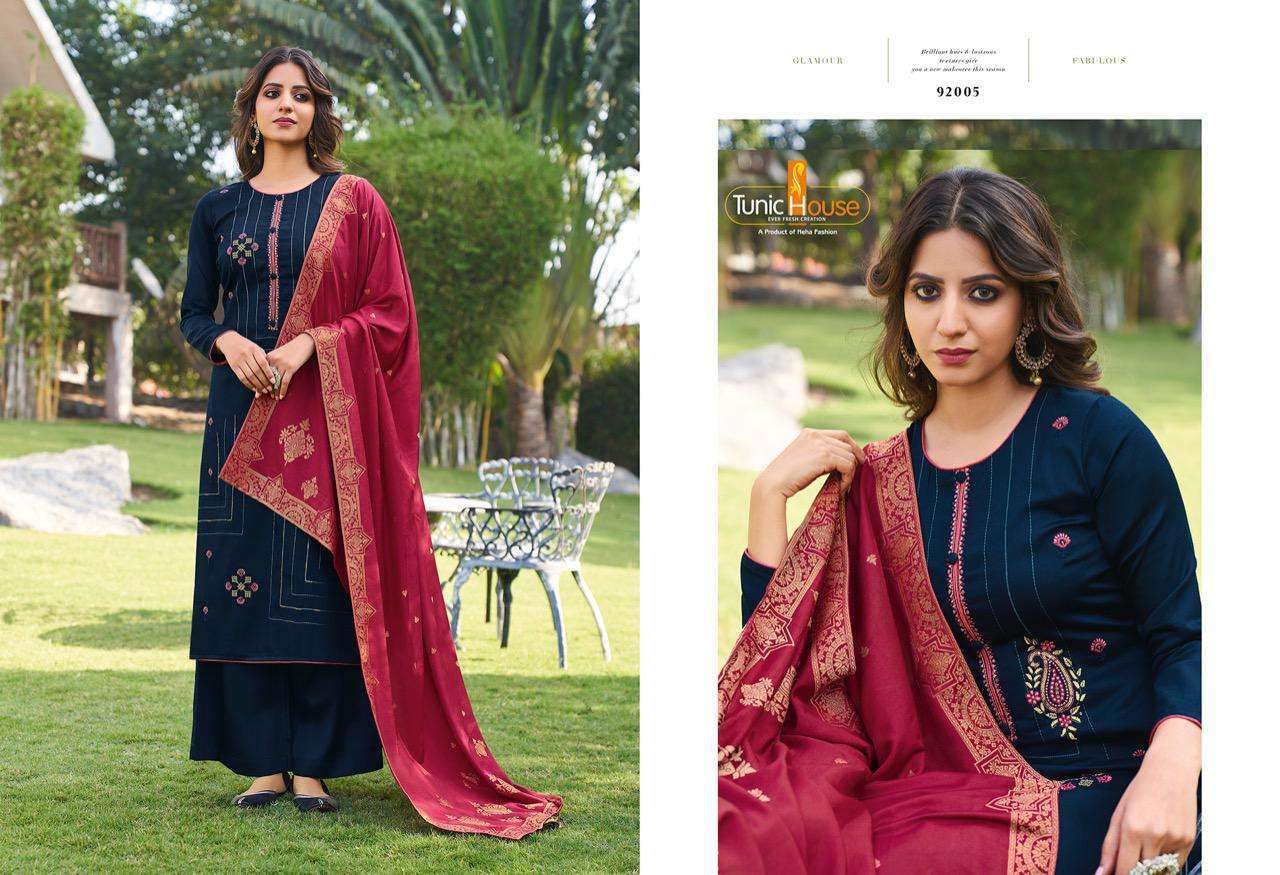 Multi Color Tunic House Nahaar Jam Cotton With Embroidery Straight Salwar Suit Catalog