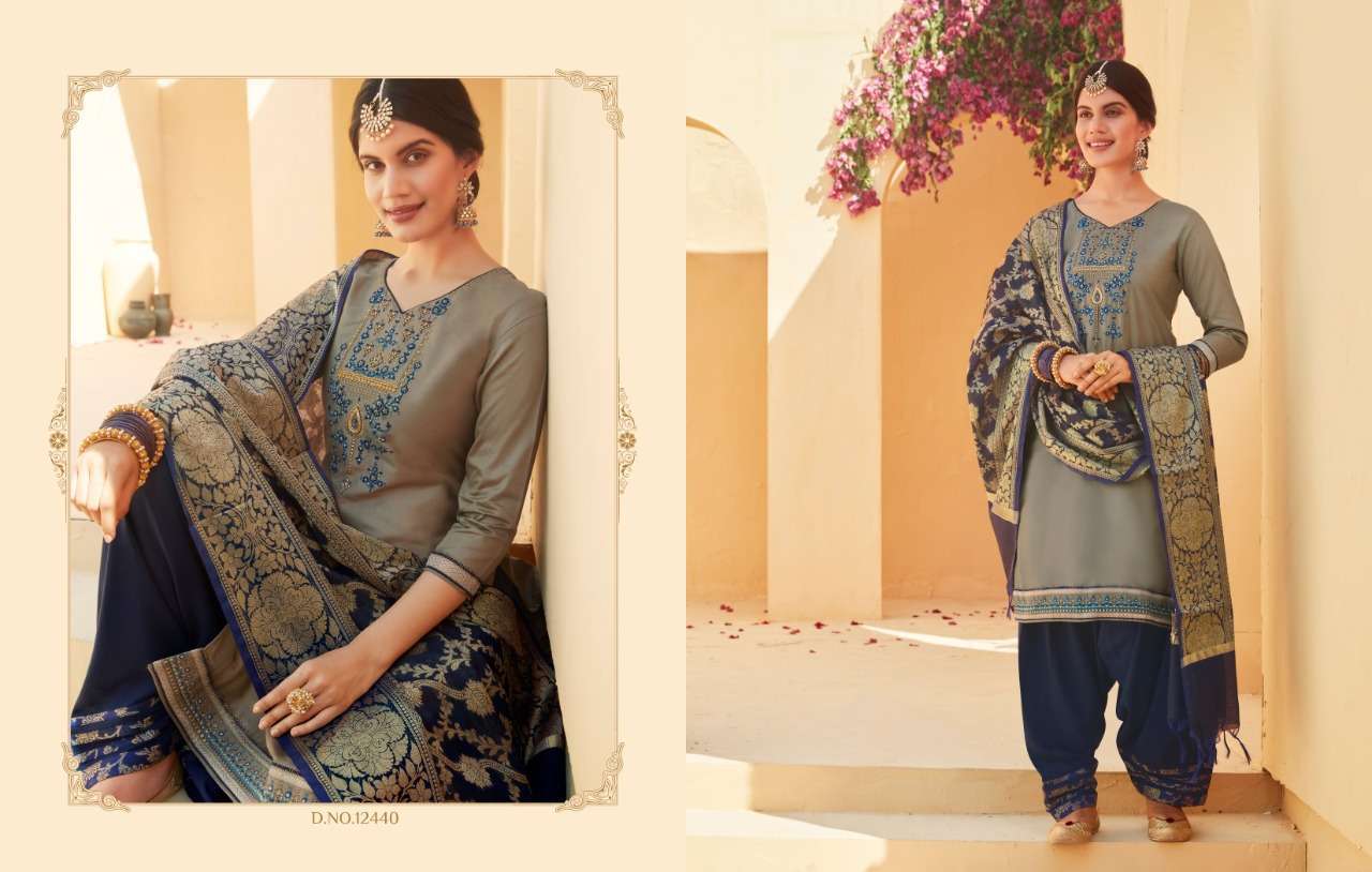 Multi Color Kalaroop Sunheri By Patiyala Vol 4 Jam Silk With Work Readymade Suit Catalog