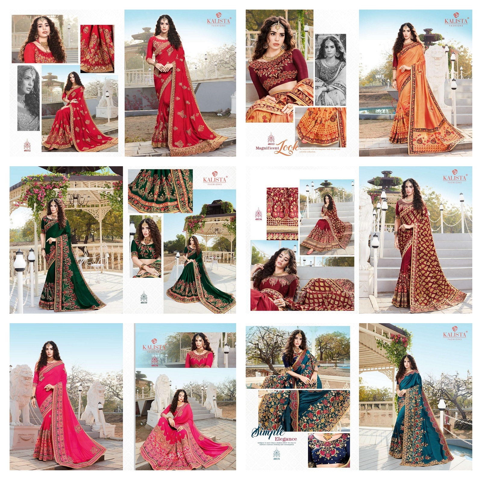 Multi Color Kalista Nagma Vichitra Silk Designer Embroidered Saree Catalog