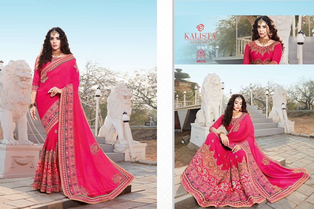 Multi Color Kalista Nagma Vichitra Silk Designer Embroidered Saree Catalog