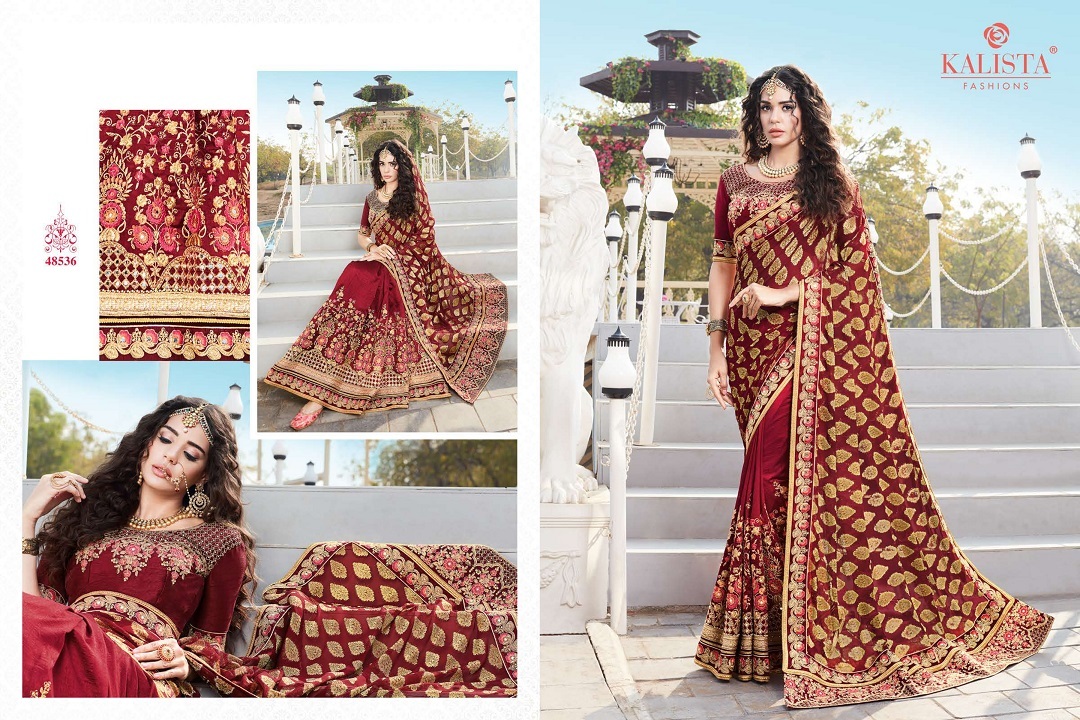 Multi Color Kalista Nagma Vichitra Silk Designer Embroidered Saree Catalog