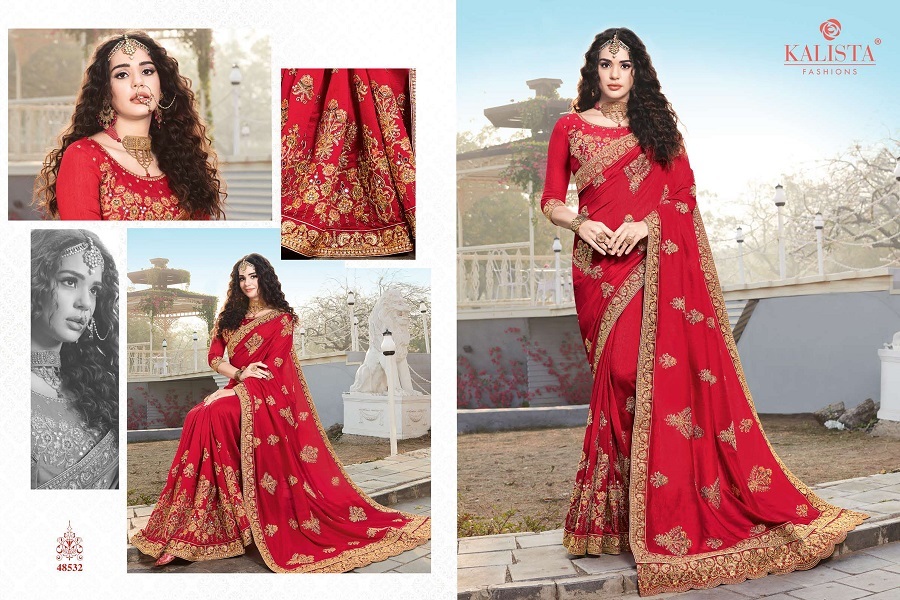 Multi Color Kalista Nagma Vichitra Silk Designer Embroidered Saree Catalog