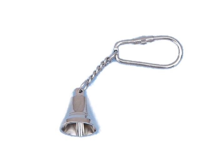Nautical Key Chain Bell - Brass Material, 4-inch Length, Antique Nickel Finish | Handmade Vintage Marine Gift, Perfect For Keyring Or Decor