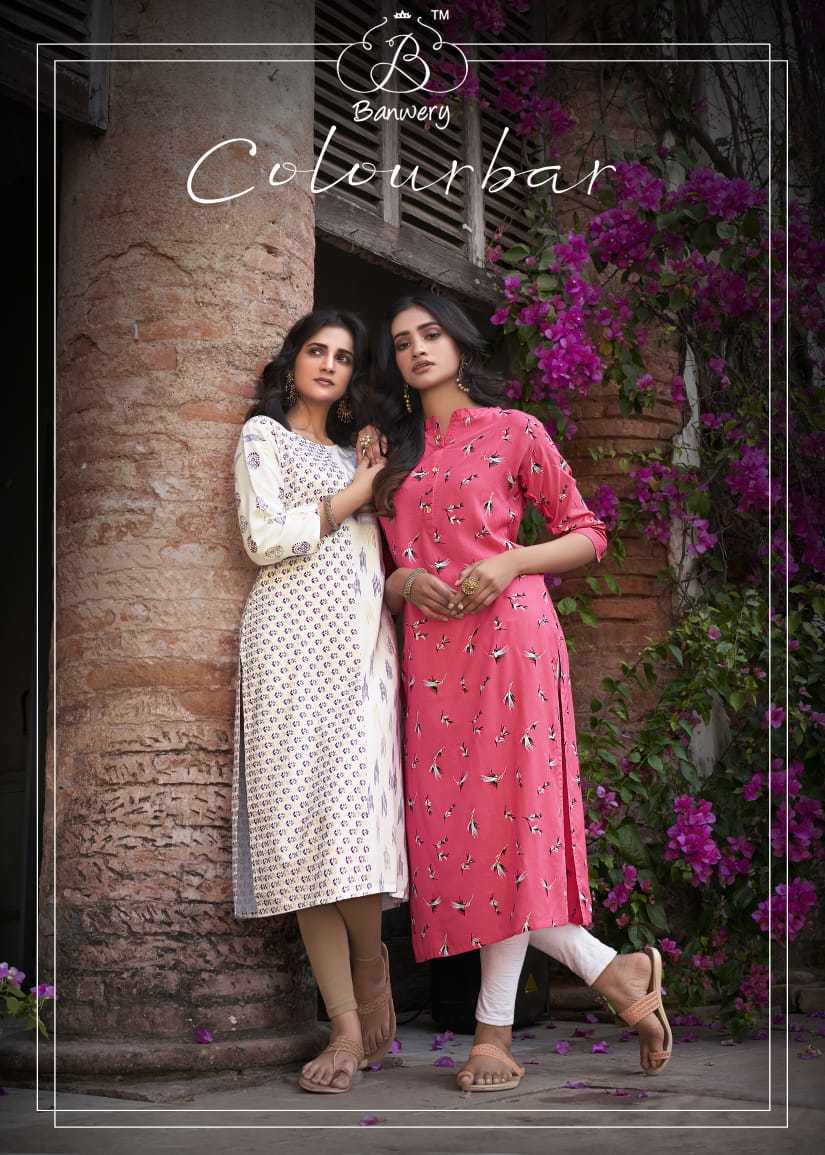 Colourbar Rayon With Guaranteed Banarasi Foil Print Kurtis - 14kg Heavy Rayon, Size M(38)-xxl(44), 1168.4 Mm Length, 3/4 Sleeve Style, Washable, Quick Dry