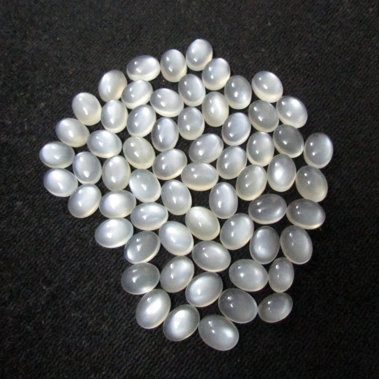 3x5mm White Moonstone Oval Cabochon Loose Gemstones Grade: Aaa