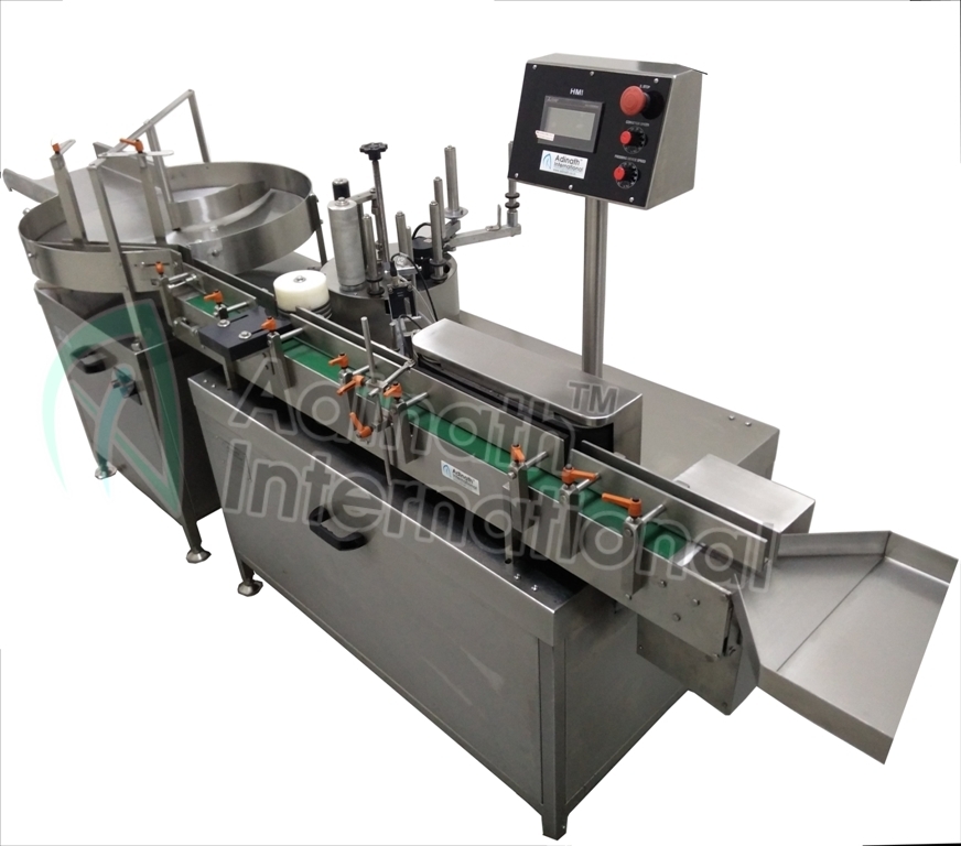 Sticker Labeling Machine - Stainless Steel, 1100mm X 1000mm X 1100mm | Automatic Operation, Up To 120 Containers/minute, Accurate Label Placement, Human Machine Interface, Full Pharmaceutical Security System