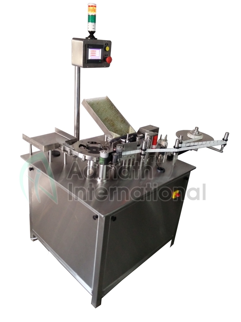 Ampoule Sticker Labeler Machine - S.s. 304 Material, 1100 X 1000 X 1100 Mm Dimension, Silver Color | Automates Labeling Of 1ml To 20ml Ampoules, 120/min Speed