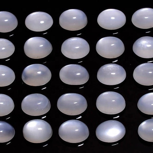 8x10mm White Moonstone Oval Cabochon Loose Gemstones Grade: Aaa