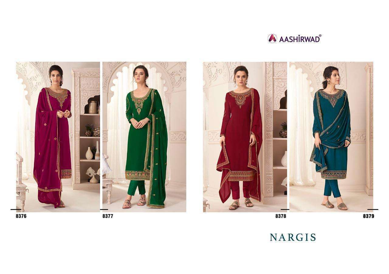 Multi Color Aashirwad Creation Nargis Georgette Designer Salwar Suit Catalog