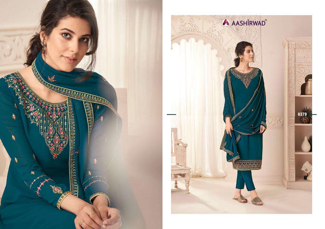 Multi Color Aashirwad Creation Nargis Georgette Designer Salwar Suit Catalog