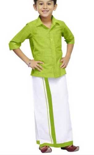बच्चों की पंचकाचम धोती शर्ट के साथ आयु वर्ग: 6-7 वर्ष तक