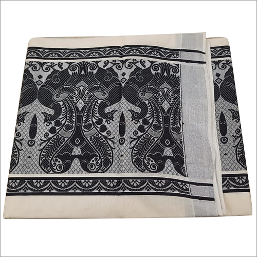 किसी भी रंग की केरला ब्लैक एंड व्हाइट बुट्टा साड़ी