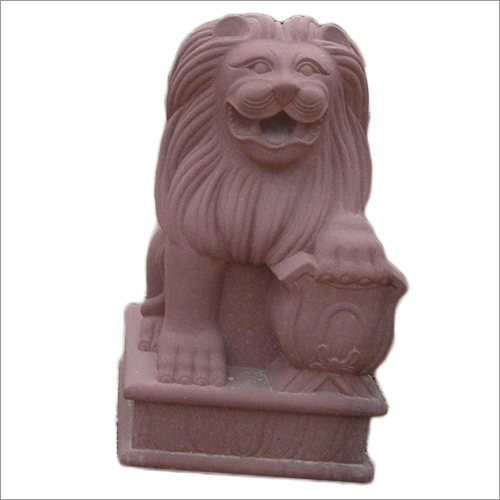Red Garden Sandstone Lion Statue