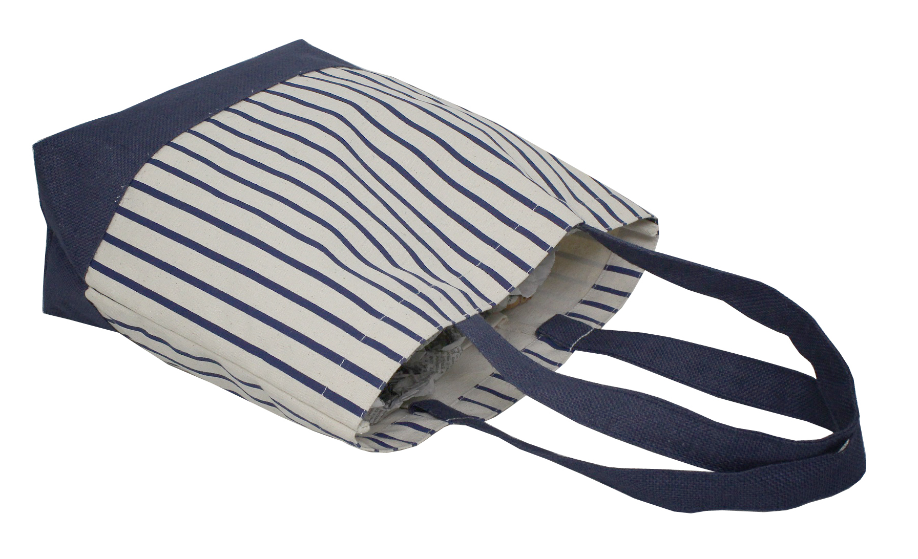 Canvas Tote Bag - 12 Oz Natural With Jute Bottom, 32x42x13 Cm, Striped Design, Open Hanging Pocket, Eco-friendly And Reusable
