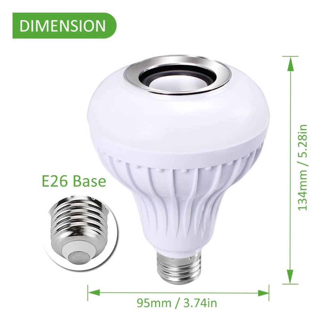 Led Wireless Light Bulb Speaker - Metal & Plastic, E26 Base, 6w Power, Bluetooth V4.2 | Color Changing, Dancing Light, Remote Control, Energy Saving