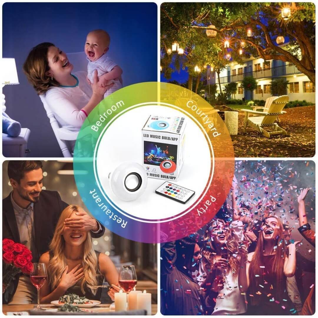 Led Wireless Light Bulb Speaker - Metal & Plastic, E26 Base, 6w Power, Bluetooth V4.2 | Color Changing, Dancing Light, Remote Control, Energy Saving