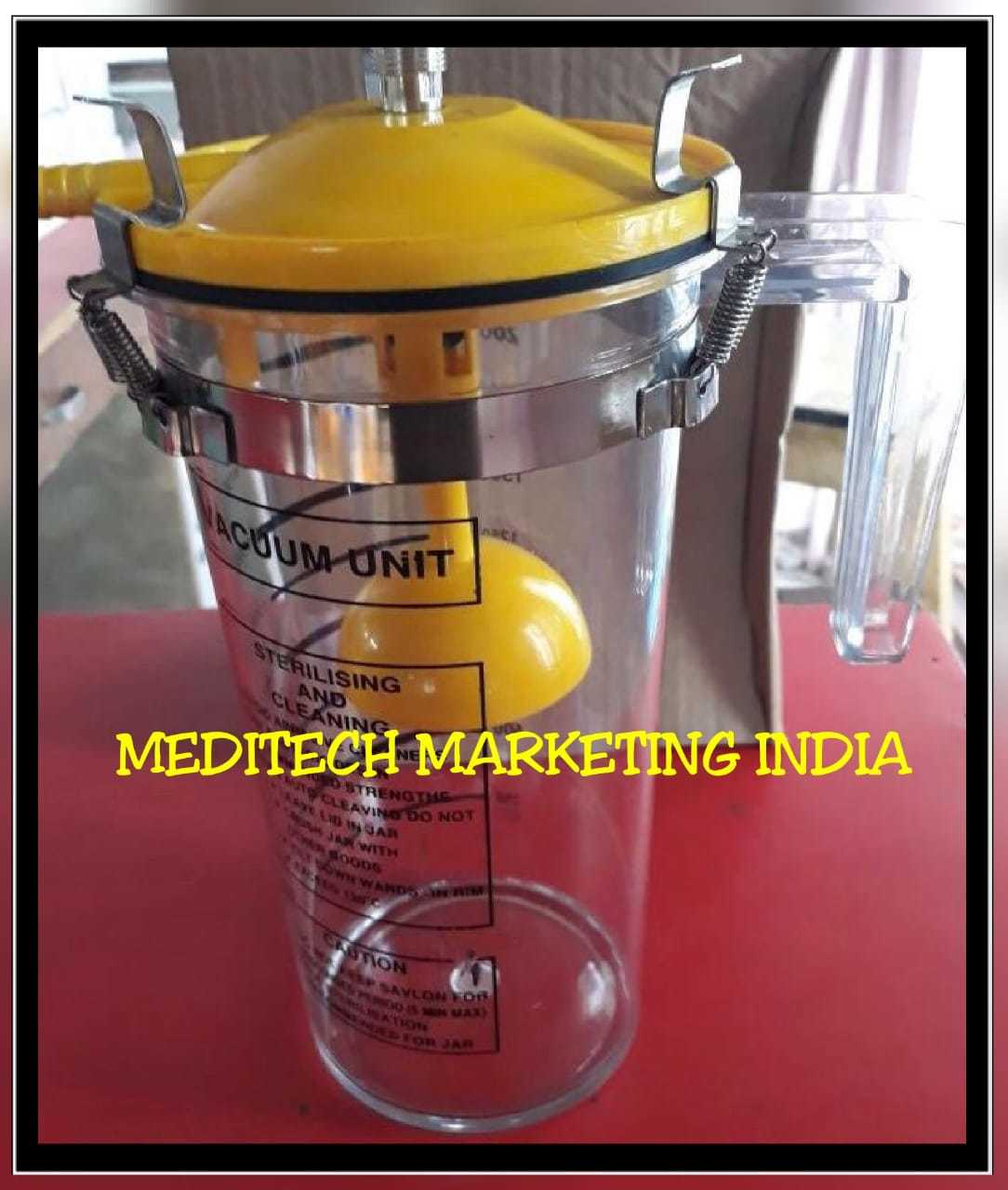 Ward Vacuum Jar - Polycarbonate, 600ml | Plastic Cap With Trap, Vacuum Gauge, Transparent Unbreakable Design, Clearly Labeled Yellow Lid