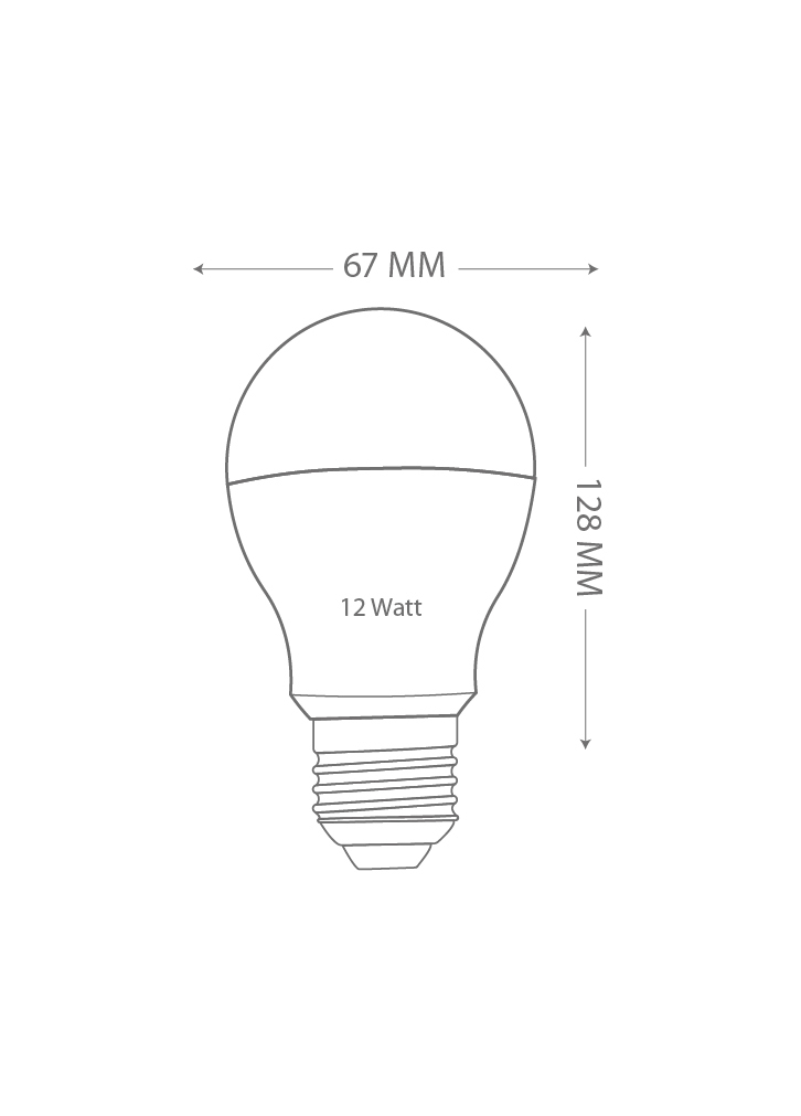 Led Bulb 12w - Abs + Aluminium Insert, 67x128 Mm, White Color, 6500k Light, B22/e27 Base, Input Voltage 160-295v | Energy Efficient, Long Lasting, Low Maintenance