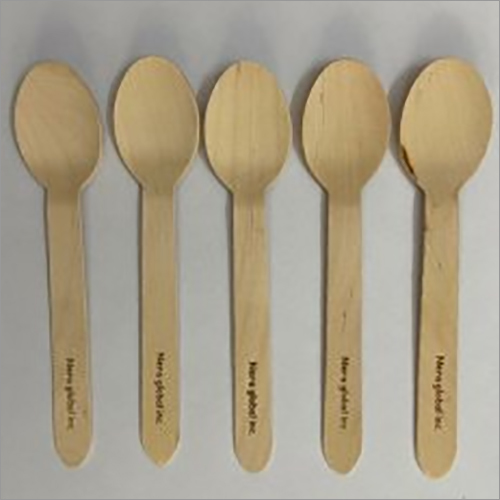 Wooden Ice Cream Spoon - Natural Wood, 15 cm Long, Smooth Finish , Pack of 100 Oval Shape Spoons