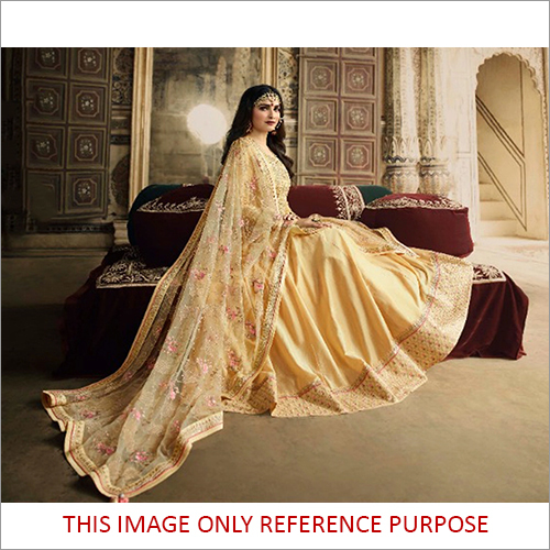 Silk Embroidered Gown With Dupatta