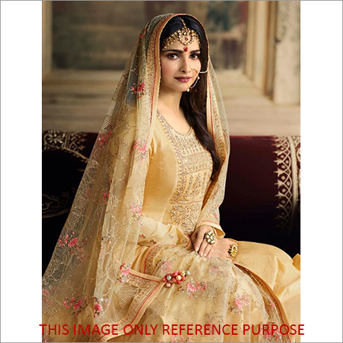 Silk Embroidered Gown With Dupatta