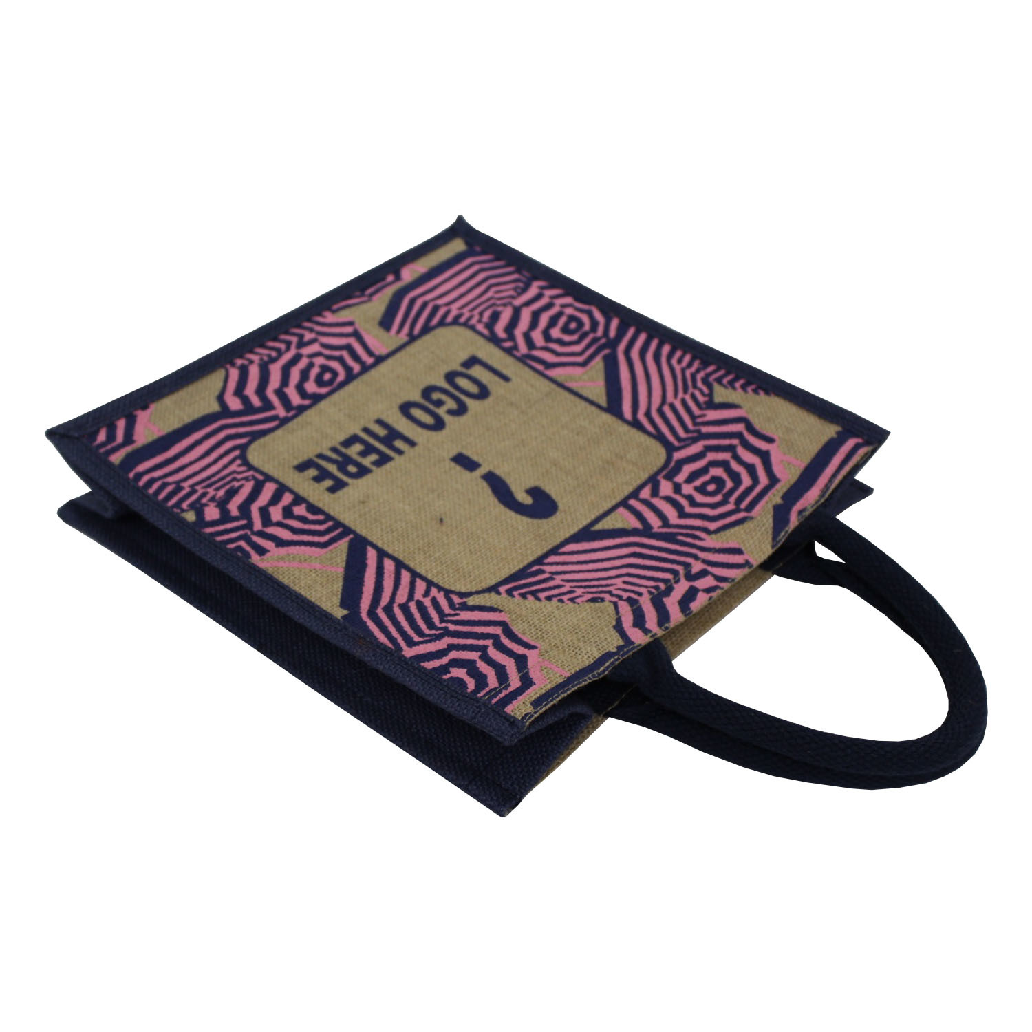 Re-useable Multi Color Customized Print Padded Rope Handle Pp Laminated Jute Bag