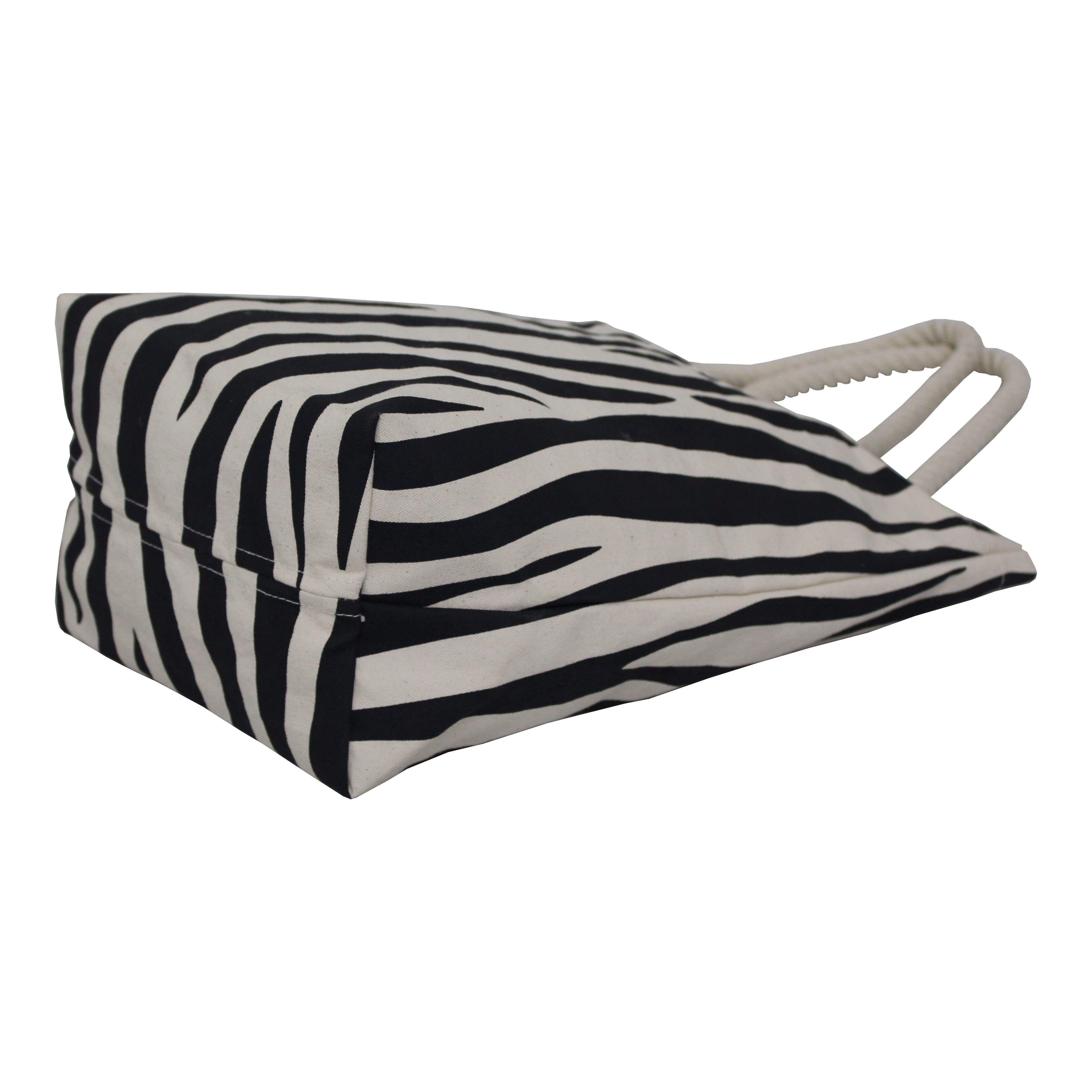 Zebra Print 12 Oz Natural Canvas Tote Bag Size: 38 H X 38 W X 15 Cm Bottom