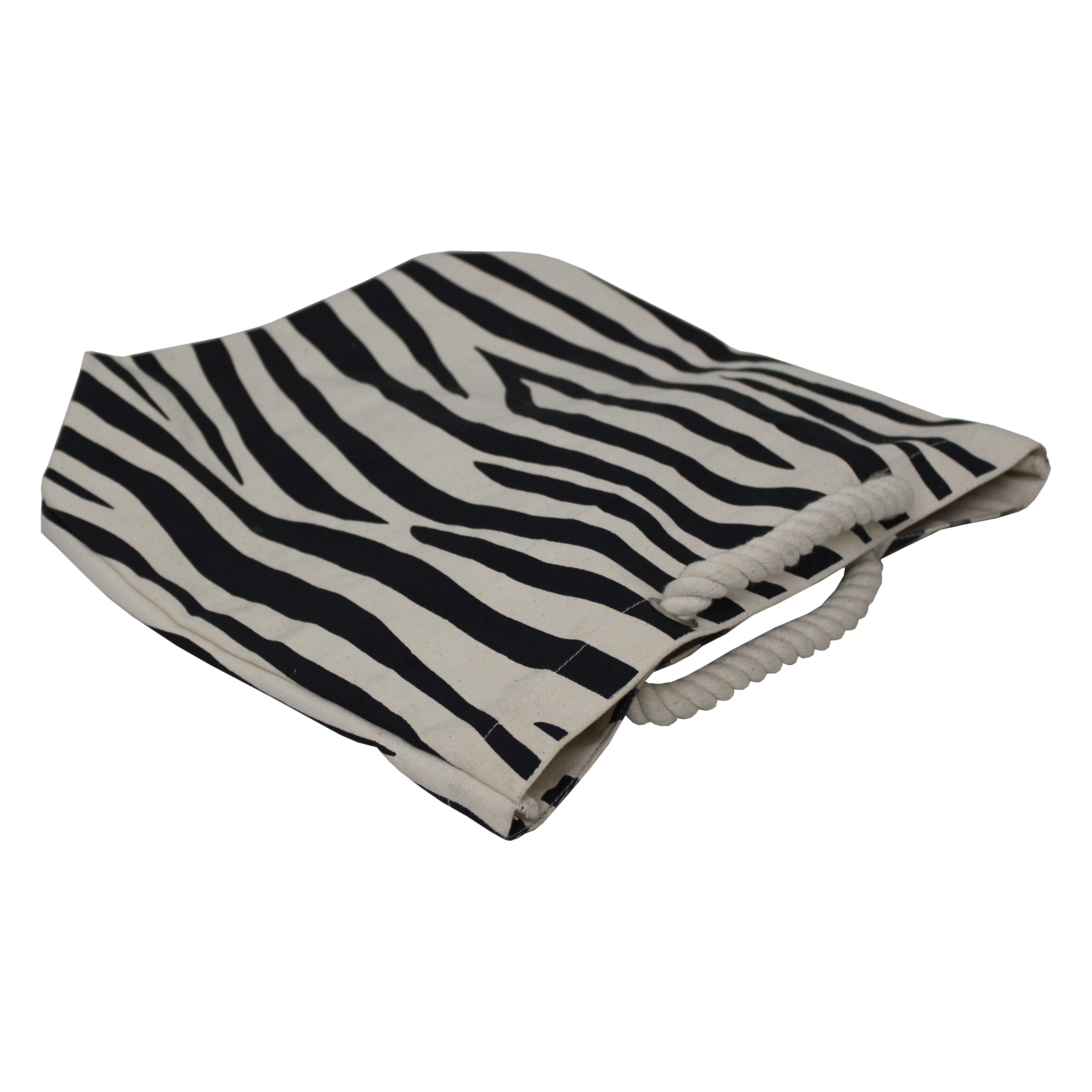 Zebra Print 12 Oz Natural Canvas Tote Bag Size: 38 H X 38 W X 15 Cm Bottom