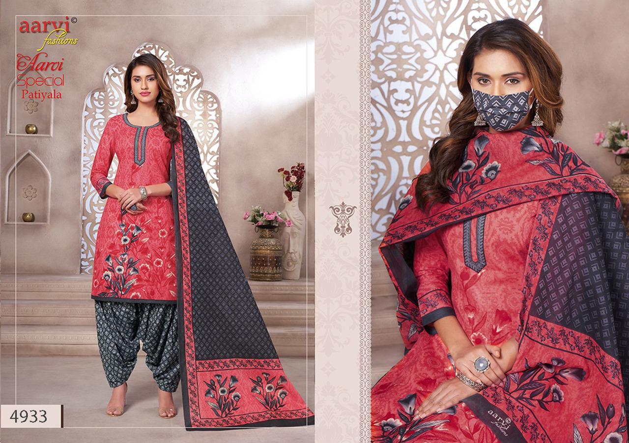 Multi Color Aarvi Fashion Patiyala Vol 14 Printed Cotton Dress Material Catalog