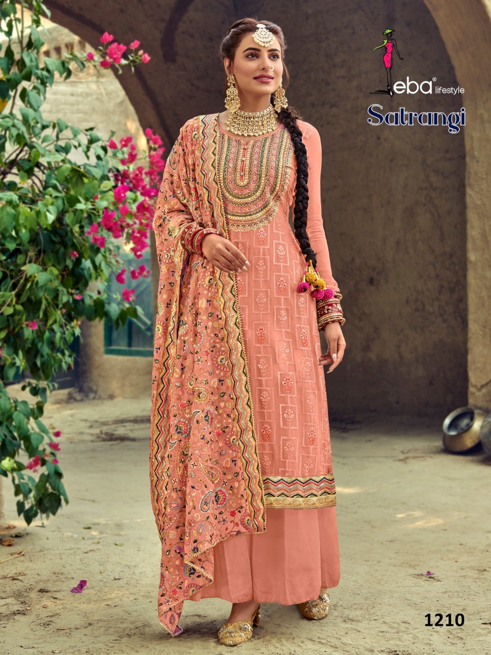 Wedding Suit - Faux Georgette Top & Dupatta, Santoon Bottom | Heavy Embroidery, Elegant Design, Luxurious Fabric, Beautiful Color