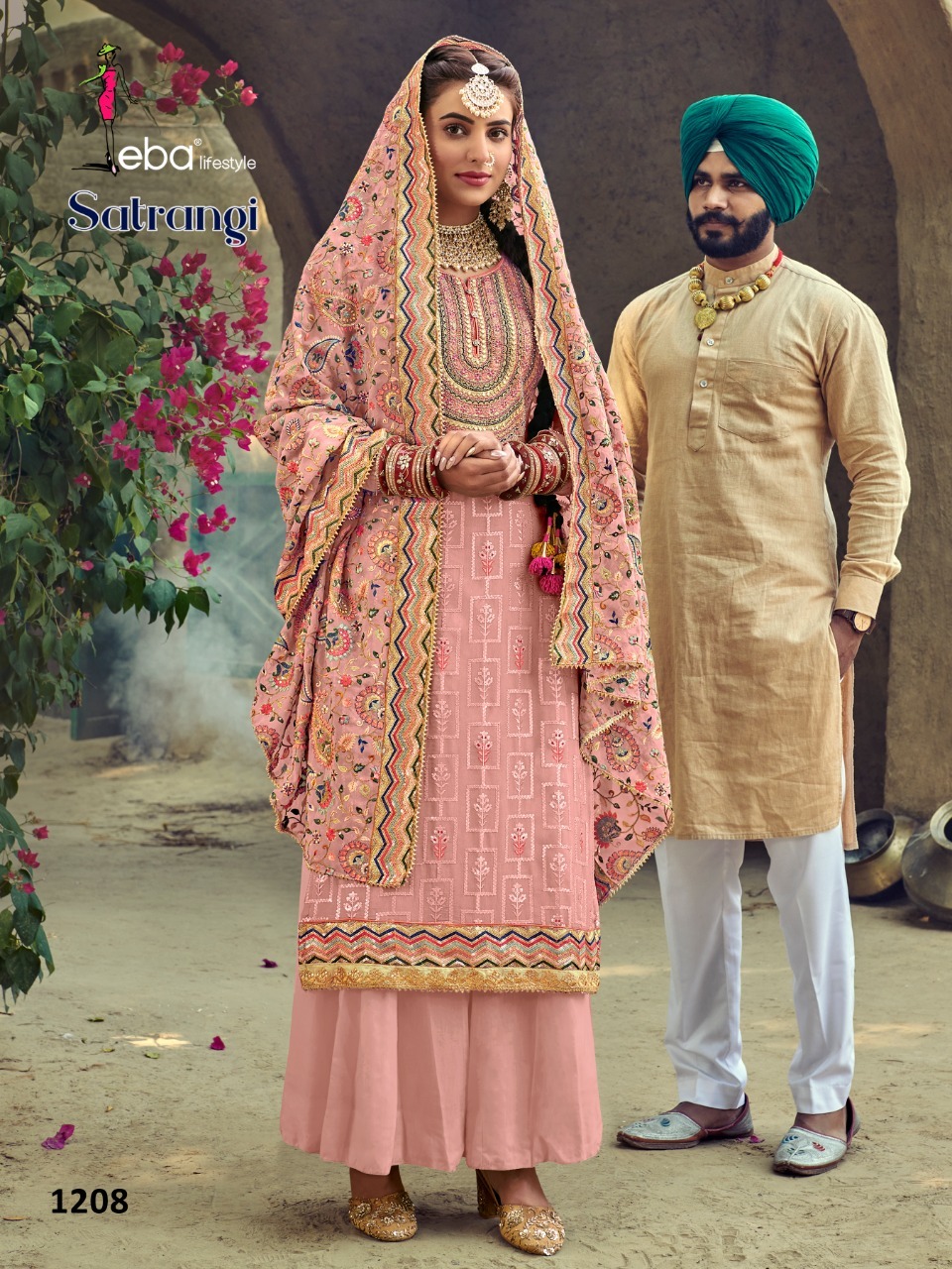 Wedding Suit - Faux Georgette Top & Dupatta, Santoon Bottom | Heavy Embroidery, Elegant Design, Luxurious Fabric, Beautiful Color