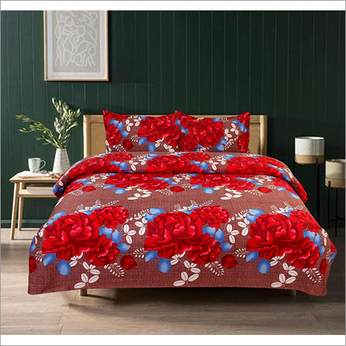 Cotton Double 3D Printed Bedsheet Set - 100% Cotton, Full Size, Multicolor | Washable, Printed Pattern, Ideal for Home and Hotel Use
