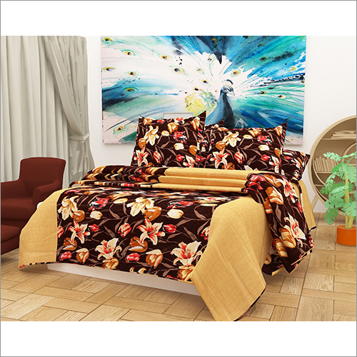 Floral 3D Printed Bedsheet Set - Cotton Blend, Full Size, Multicolor | Washable, Printed Pattern, Smooth Texture, Skin-Friendly