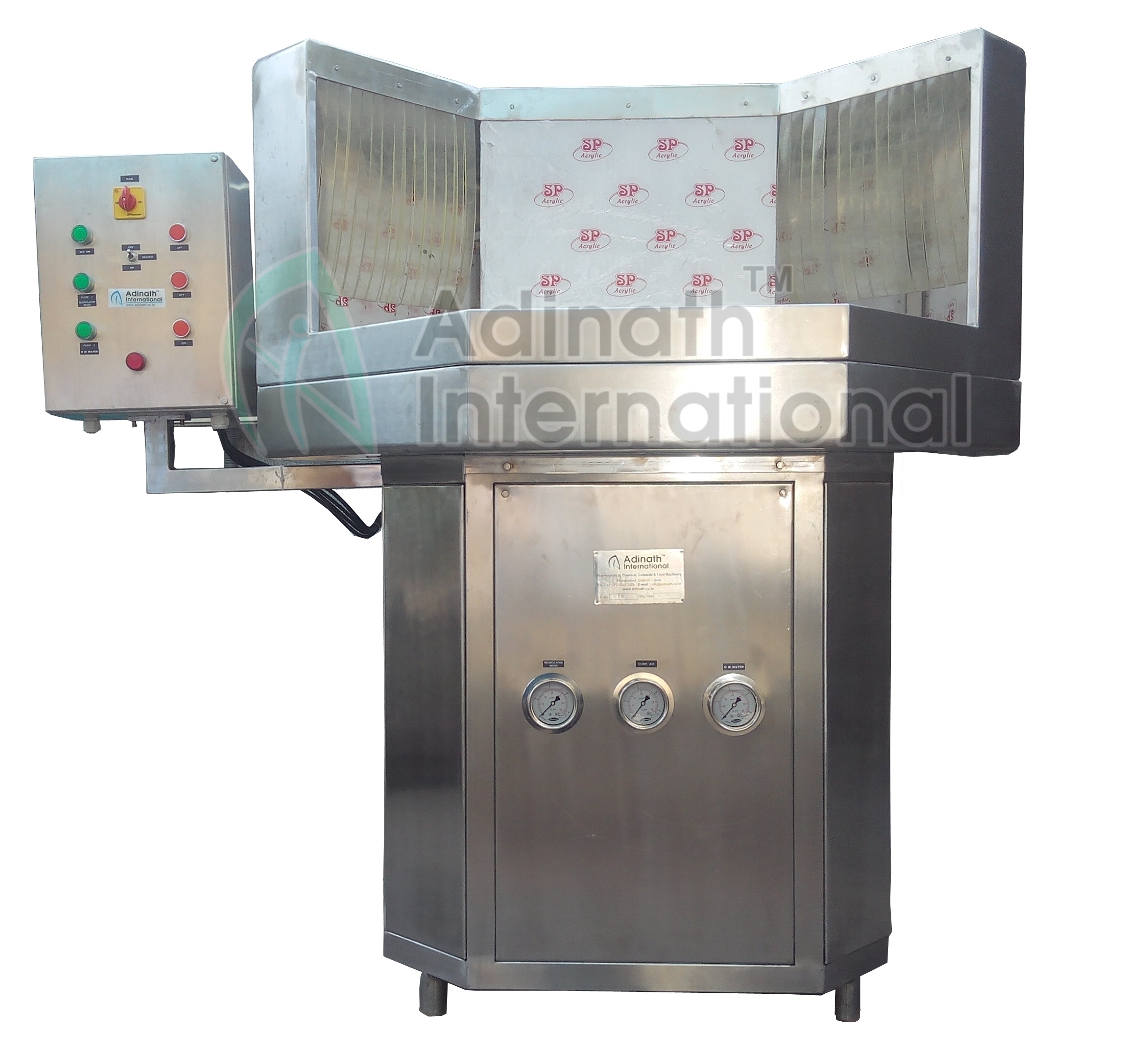 Semi Automatic Rotary Bottle Washing Machine - Stainless Steel, 2900x2100x2400mm, Silver | 40-100 Bottles/minute, Compact Gmp Model, Geneva Mechanism