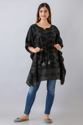 Indian Comfy Black Printed Kaftan