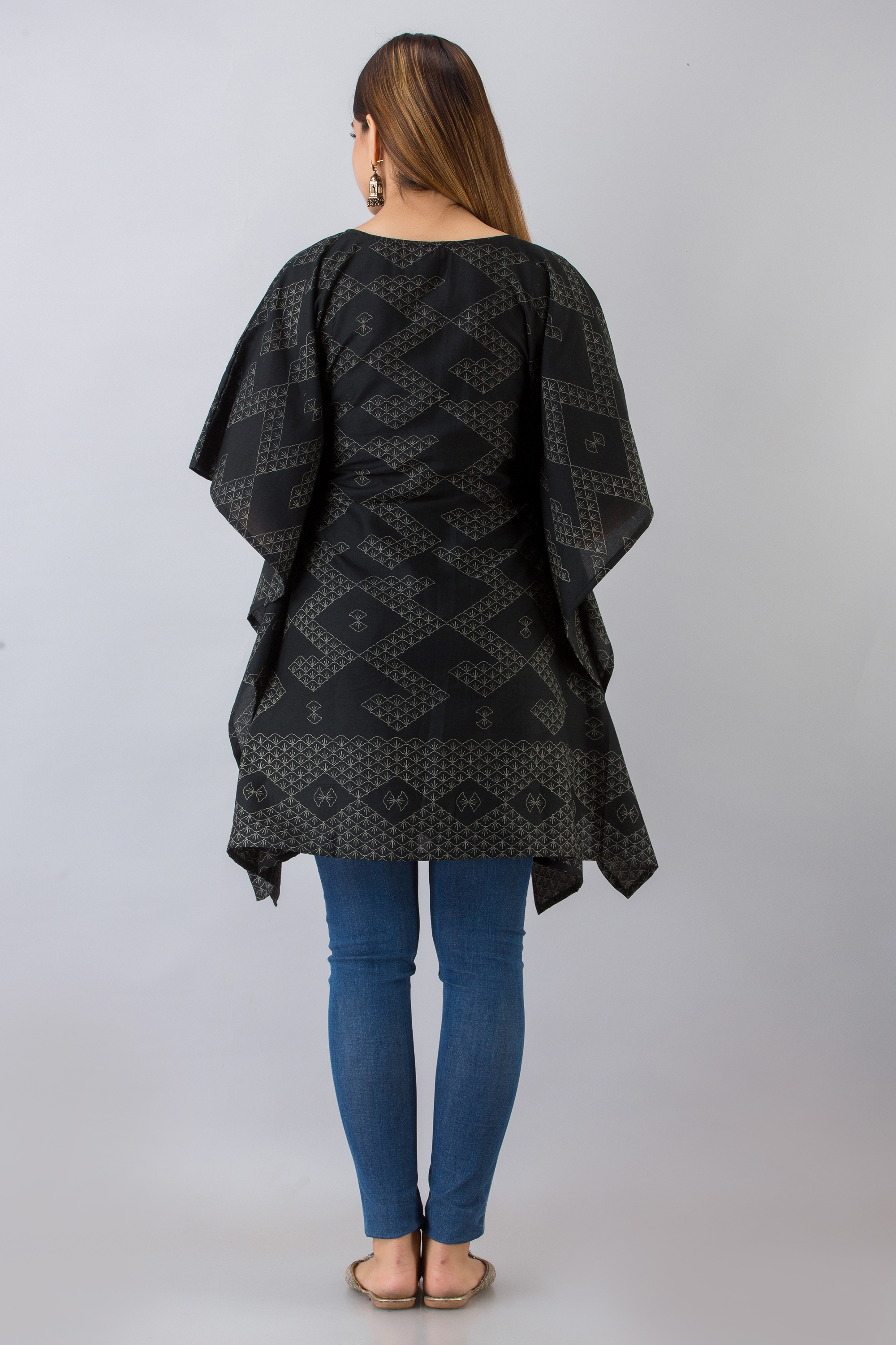 Indian Comfy Black Printed Kaftan