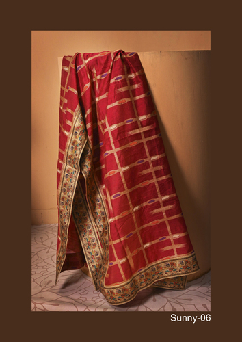 Digital Printed Dupatta - Viscose 2.40 Meters, Maroon with Digital Border, Dry Clean Only