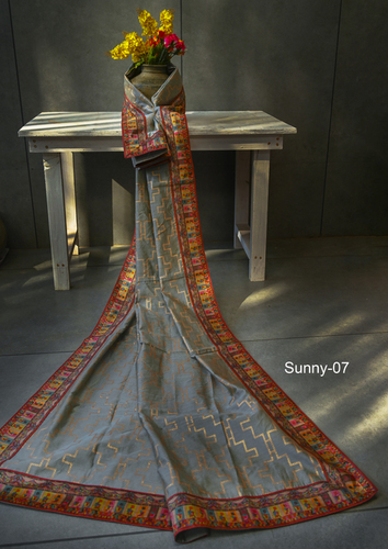 Digital Printed Dupatta - Digital Print with Elegant Border, 2.40 Meters Grey Viscose | Premium Ethnic Wear, Dry Clean Recommended, All-Season Fashion