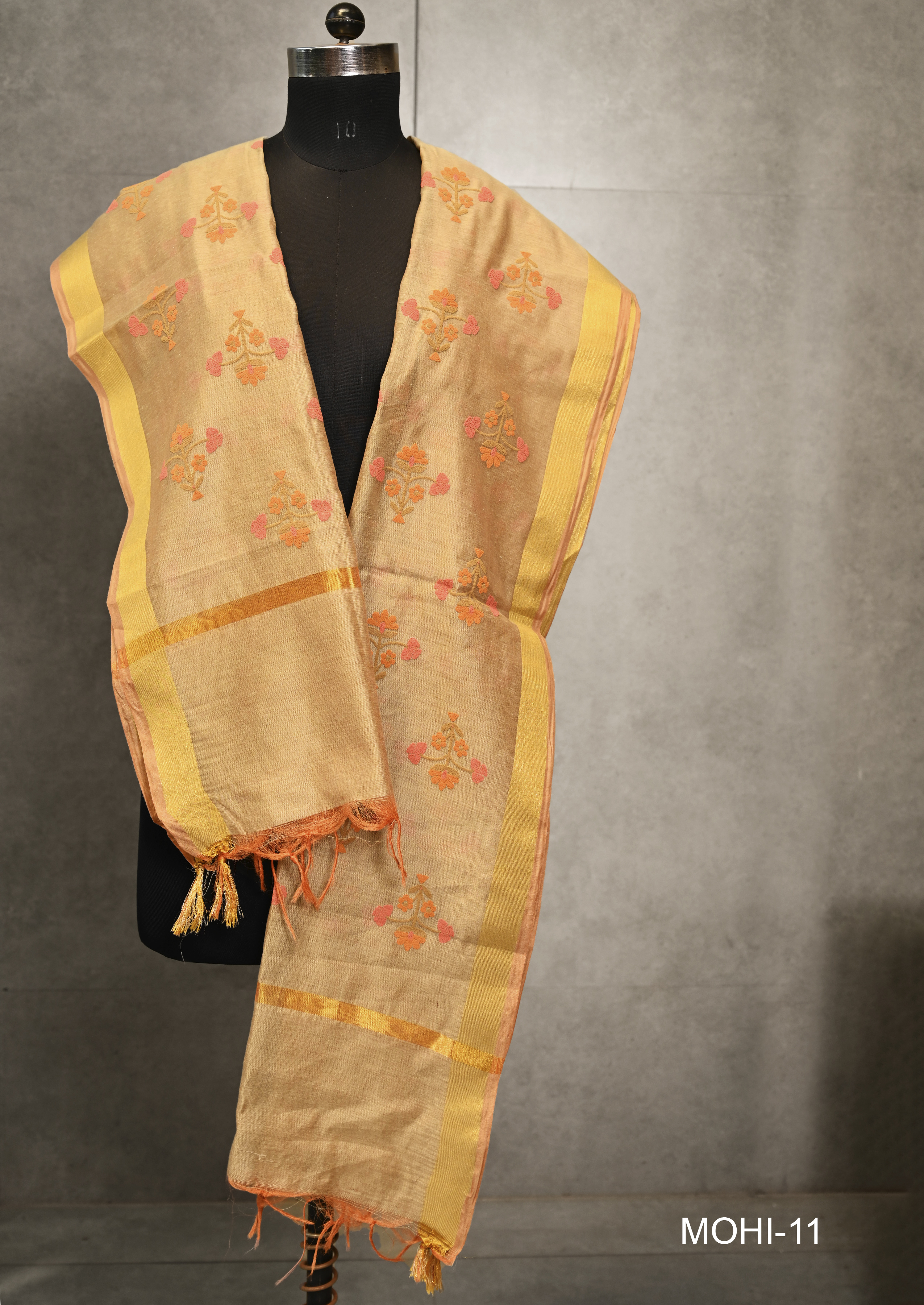 Digital Printed Dupatta - 2.40 Meters Chanderi Silk, Beige Color | All Season, Ethnic Dress Type, Washable, Featuring Our Logo