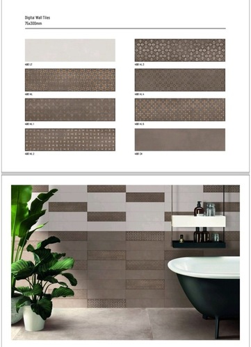 कोई भी रंग 75 X 300 मिमी डिजिटल वॉल टाइल