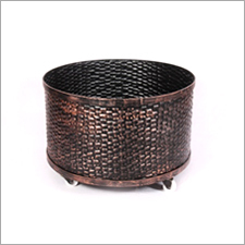 Hammered Fire Pit - 30x18 Inches, Copper Antique Finish With Powder Coating And Gold Highlights - Mobile Wheel Base For Commercial And Residential Use, Ideal For Gardens