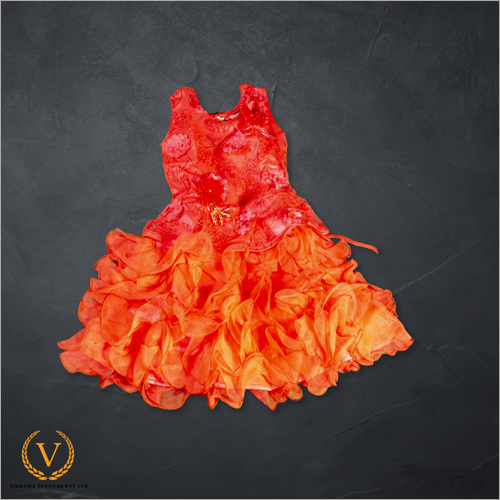 Girls Fancy Frock - Textured Fabric, Available in Sizes S, M, L, XL | Modern Style, Washable, Suitable for All Seasons, Designed for Girls