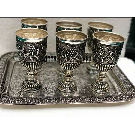 Polished 925 Silver Antique Tray Set