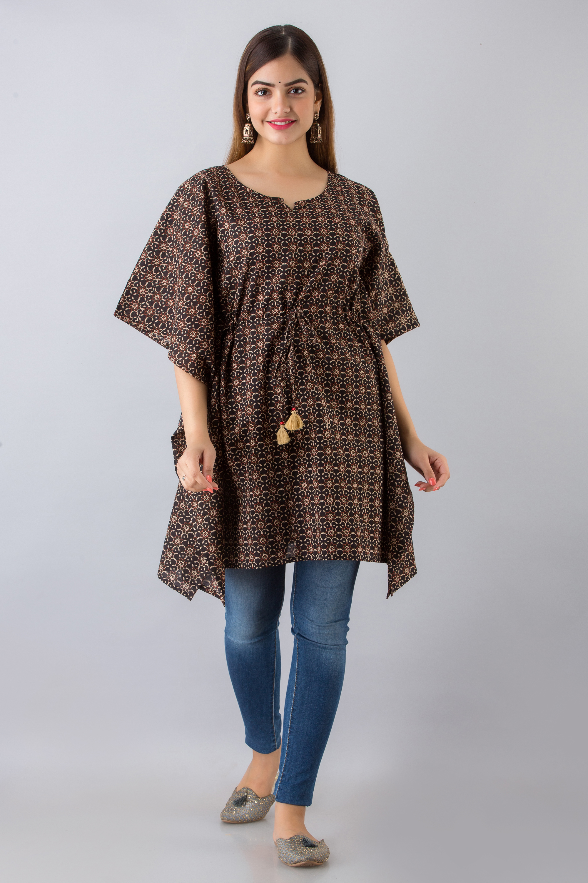 Comfy Brown Printed Kaftan
