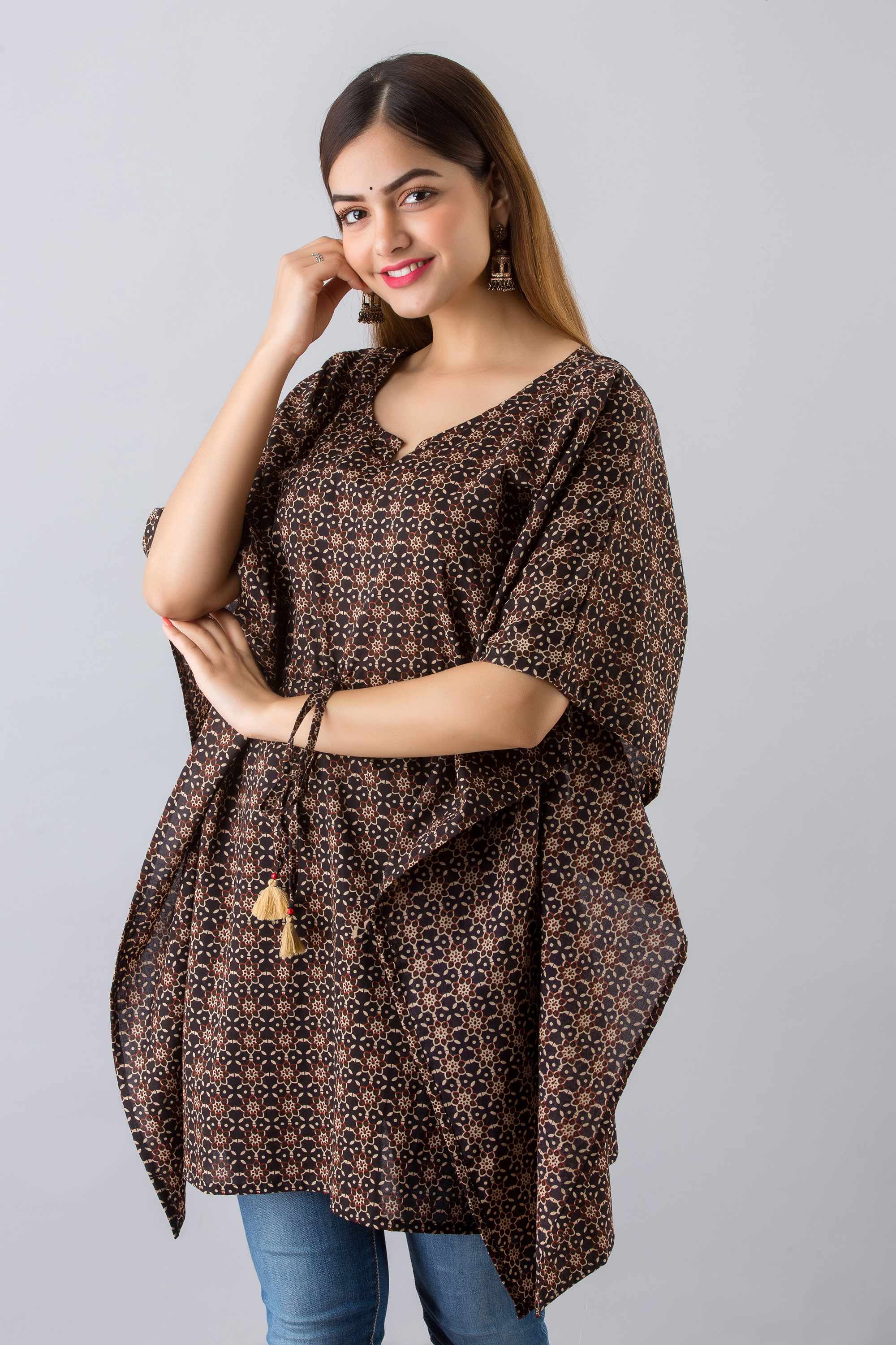 Comfy Brown Printed Kaftan