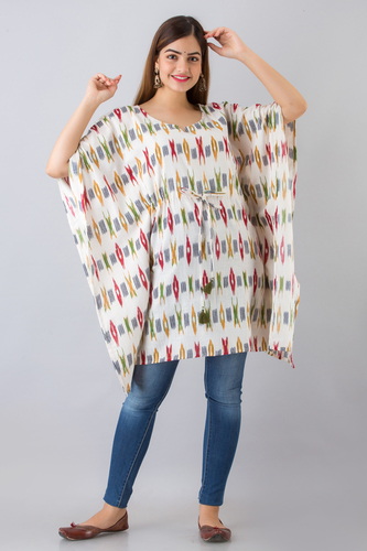 Comfy White Printed  Kaftan