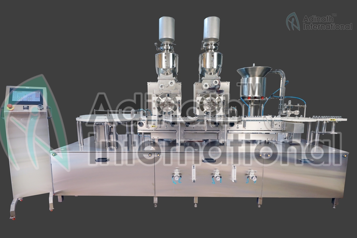 Vial Powder Filling Machine For Veterinary - Stainless Steel, 2100 X 842 X 1700 Mm, Silver | Semi-automatic, High Volumetric Accuracy, Built-in Stoppering Unit