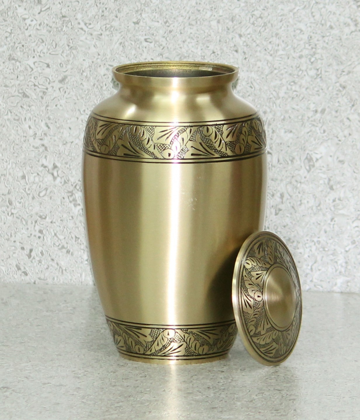 Classic Bronze Urn - Brass Metal With Floral Band, Adult Size | Rust Proof, Scratch Resistant, Handmade Finish, Easy To Clean