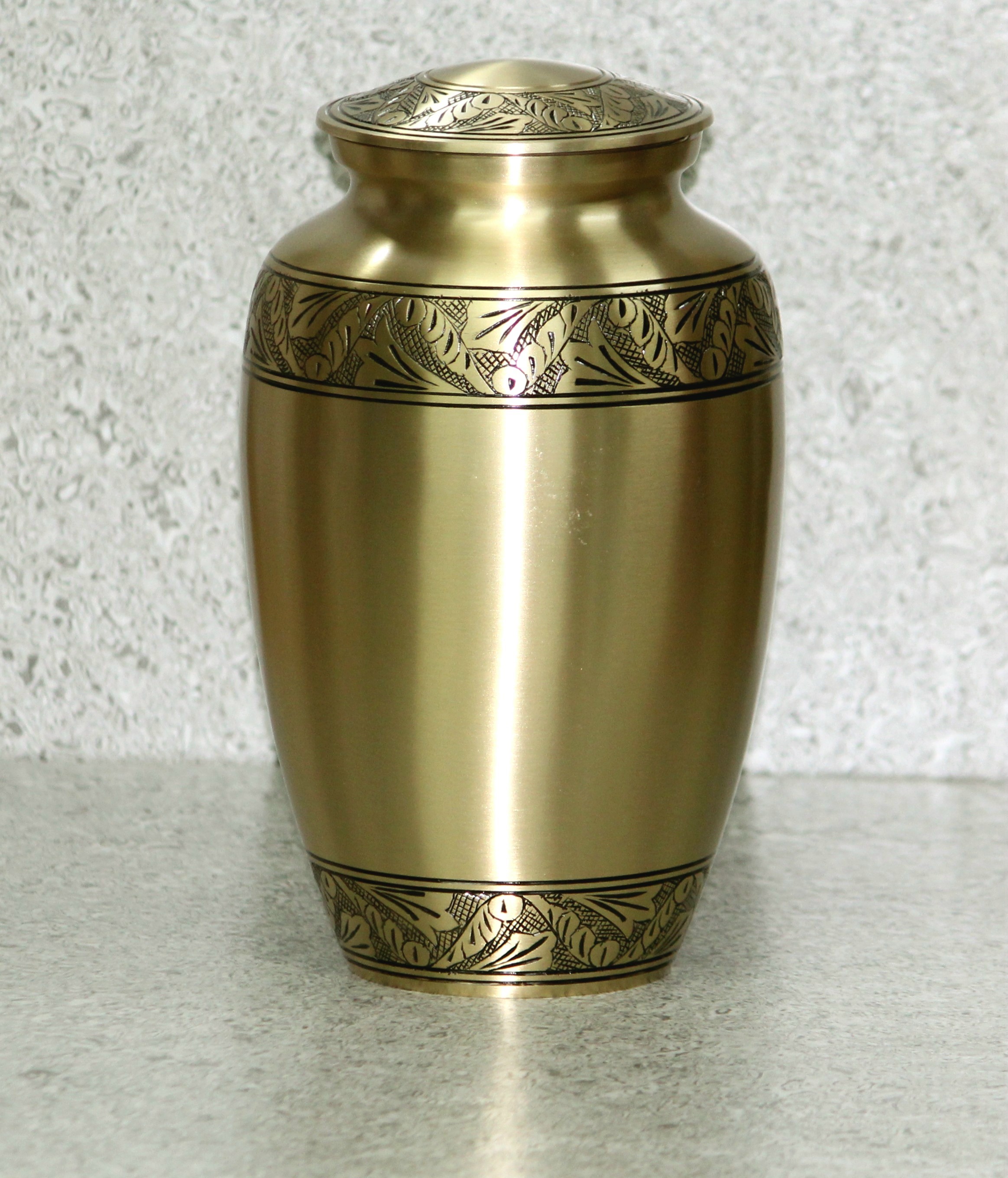 Classic Bronze Urn - Brass Metal With Floral Band, Adult Size | Rust Proof, Scratch Resistant, Handmade Finish, Easy To Clean