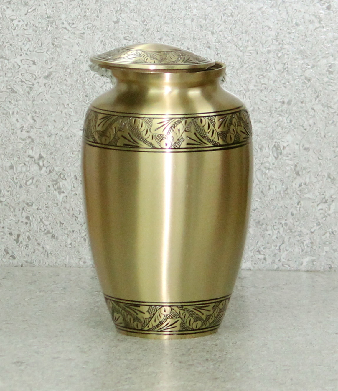 Classic Bronze Urn - Brass Metal With Floral Band, Adult Size | Rust Proof, Scratch Resistant, Handmade Finish, Easy To Clean